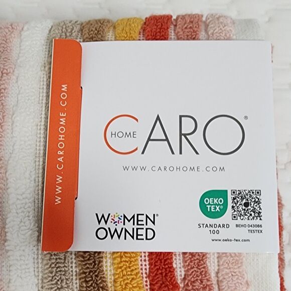 Caro Home 4pc Autumnal Multicolor Striped Cotton Towel Set 2 Bath 2 Hand - Picture 2 of 11